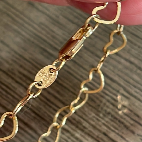 Vintage GHELLER Gold Filled 18 kt Gold Heart Link Bracelet 7 3/4” - Picture 8 of 14